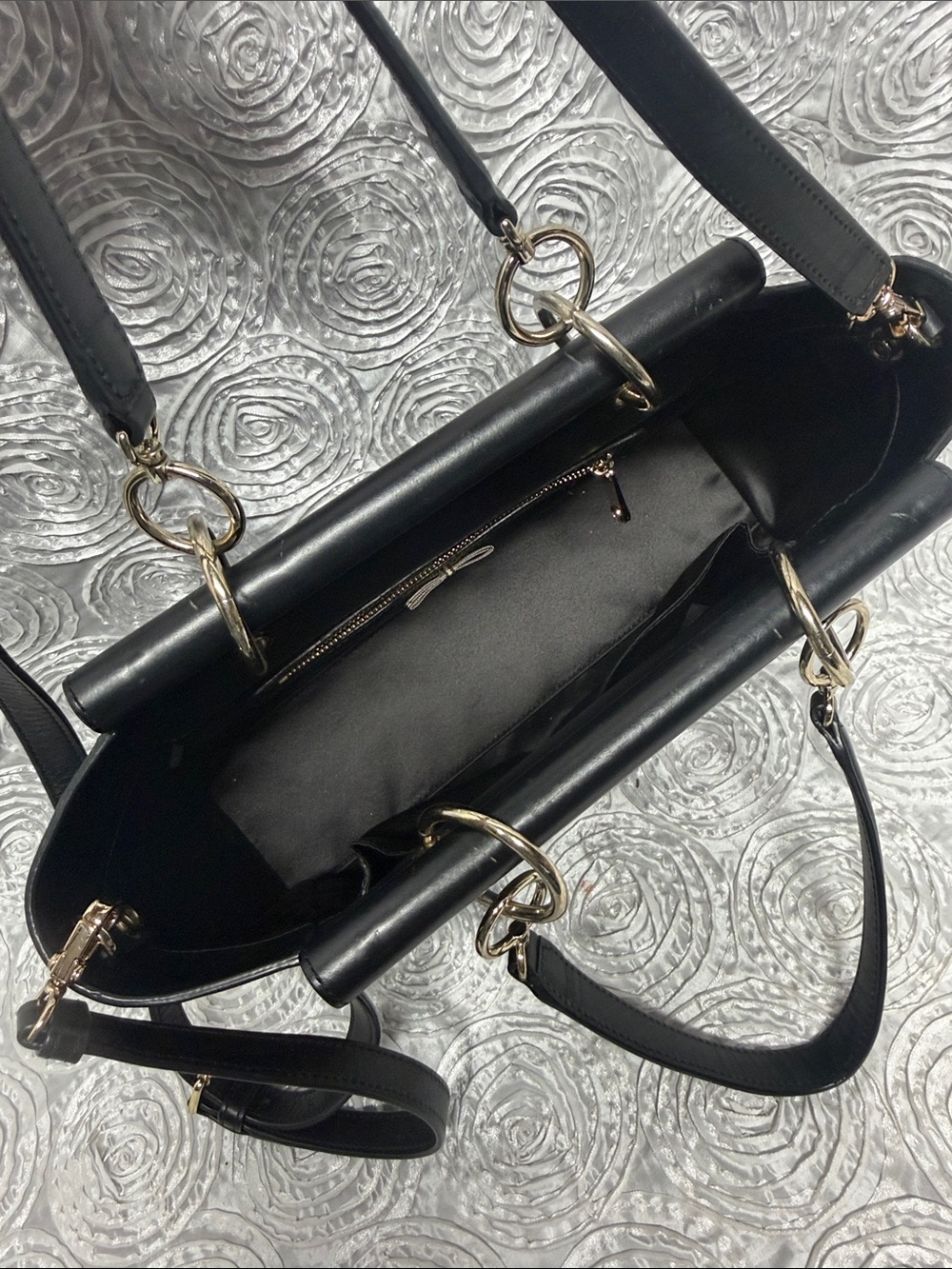 henri bendel Black Leather Shoulder Satchel with Gold Hardware - Picture 6 of 16